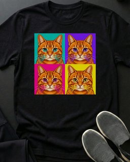 Orange Pop Art Tee Gift For Cat Lover
