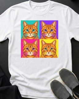 Orange Pop Art Tee Gift For Cat Lover