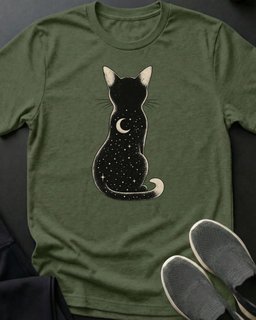 Starry Back Cat Tee Gift For Cat Lover