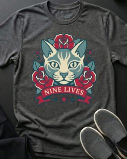 Nine Lives Tee Gift For Cat Lover