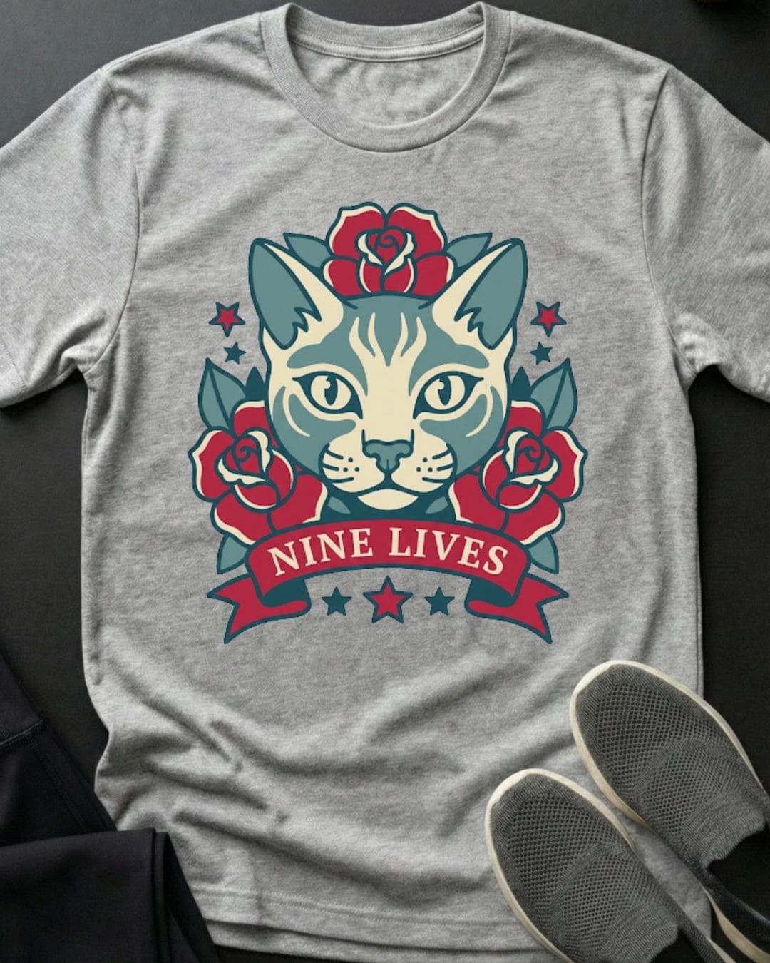 Nine Lives Tee Gift For Cat Lover