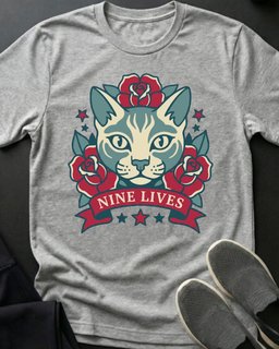 Nine Lives Tee Gift For Cat Lover