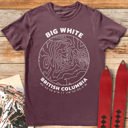 Big White Topo Map T Shirt Gift For Skier