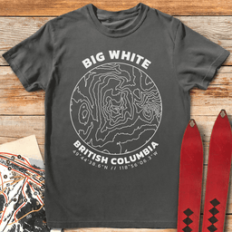 Big White Topo Map T Shirt Gift For Skier