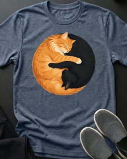 Yin Yang Orange Tee Gift For Cat Lover