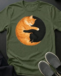 Yin Yang Orange Tee Gift For Cat Lover