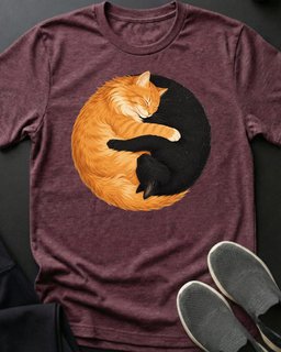 Yin Yang Orange Tee Gift For Cat Lover