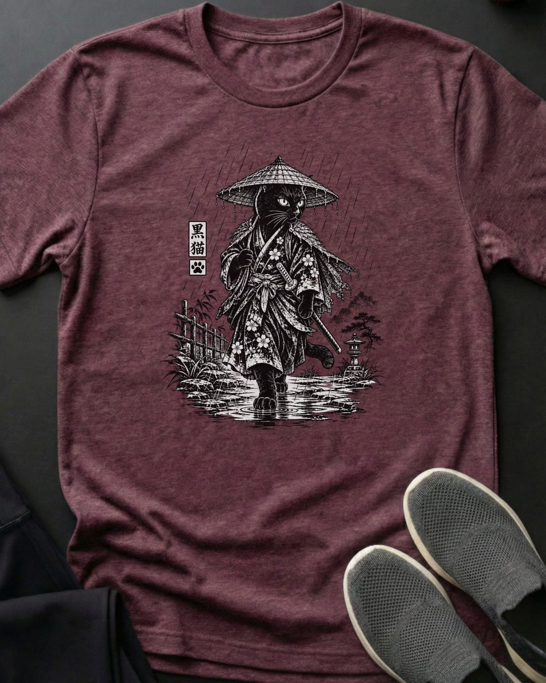 Rain Samurai Tee Gift For Cat Lover