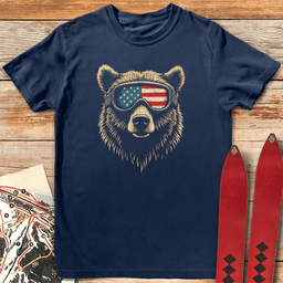 American Ski Bear T Shirt Gift For Skier