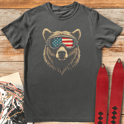 American Ski Bear T Shirt Gift For Skier