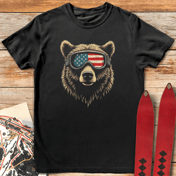 American Ski Bear T Shirt Gift For Skier