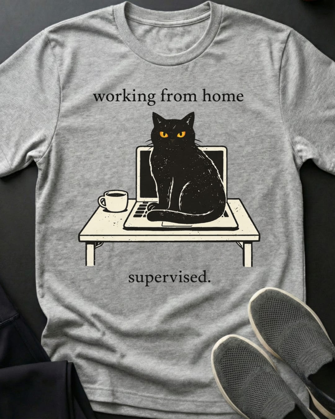 Working From Home Tee Gift For Cat Lover