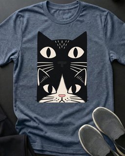 Tuxedo Cat Stack Tee Gift For Cat Lover