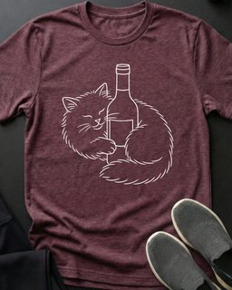 Wine Kitty Tee Gift For Cat Lover