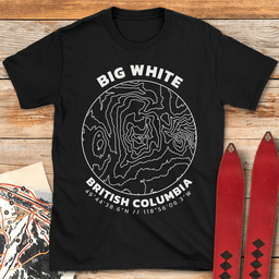Big White Topo Map T Shirt Gift For Skier