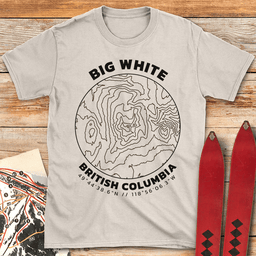 Big White Topo Map T Shirt Gift For Skier