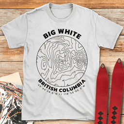 Big White Topo Map T Shirt Gift For Skier