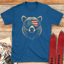 American Ski Bear T Shirt Gift For Skier