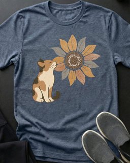 Sunflower Kitty Tee Gift For Cat Lover