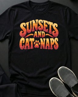 Sunsets And Cat Naps Tee Gift For Cat Lover