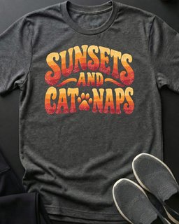 Sunsets And Cat Naps Tee Gift For Cat Lover