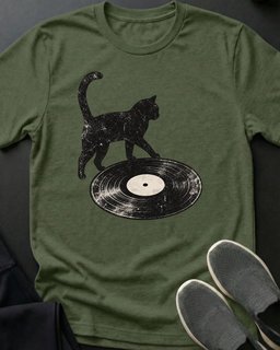 Vinyl Cat Tee Gift For Cat Lover