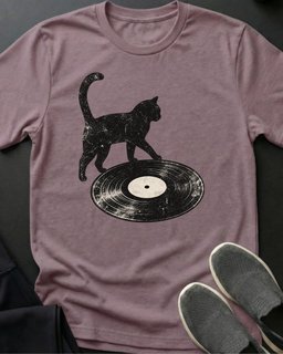 Vinyl Cat Tee Gift For Cat Lover