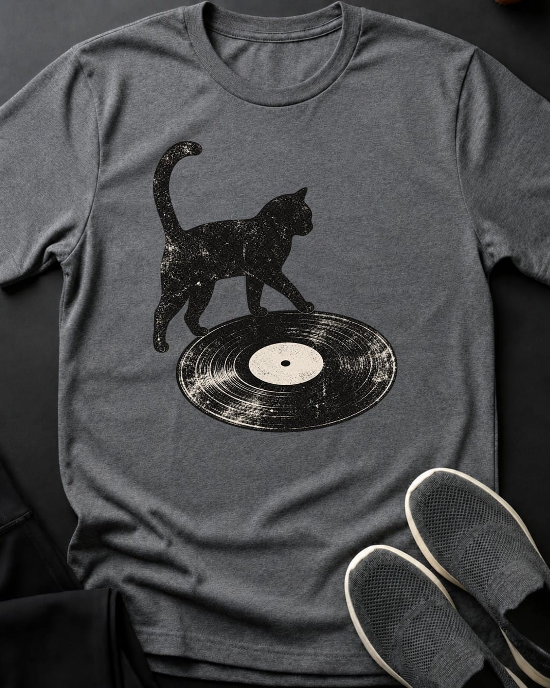 Vinyl Cat Tee Gift For Cat Lover