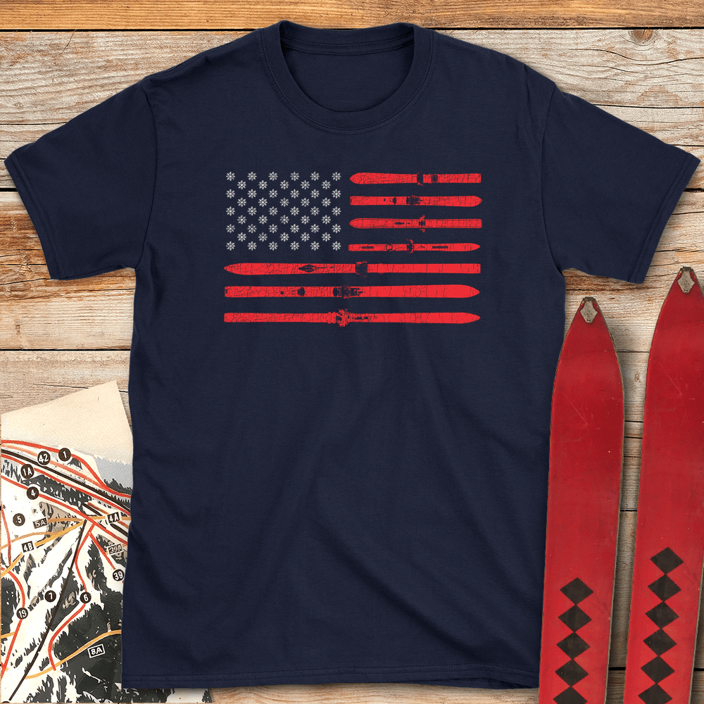 American Skier T Shirt Gift For Skier