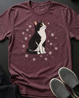 Tuxedo Snowfall Tee Gift For Cat Lover