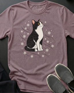 Tuxedo Snowfall Tee Gift For Cat Lover