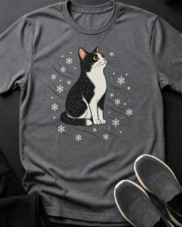 Tuxedo Snowfall Tee Gift For Cat Lover
