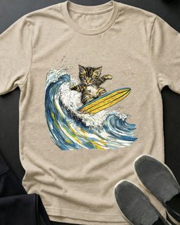 Surfin Tee Gift For Cat Lover