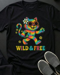 Wild And Free Tee Gift For Cat Lover