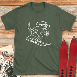 French Ski Dog T Shirt Gift For Skier