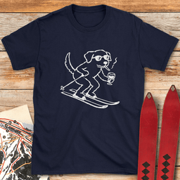 French Ski Dog T Shirt Gift For Skier