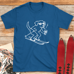 French Ski Dog T Shirt Gift For Skier