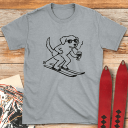 French Ski Dog T Shirt Gift For Skier