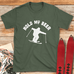Hold My Beer T Shirt Gift For Skier