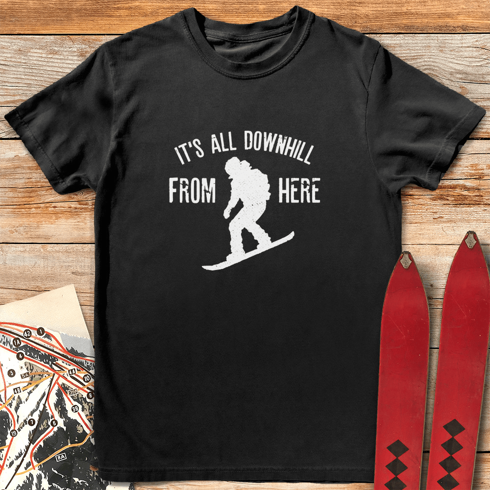 Downhill From Here Snowboard T Shirt Gift For Snowboarder