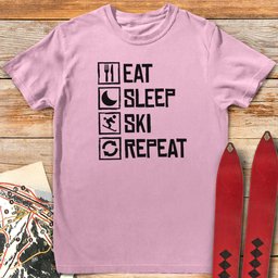 Eat Sleep Ski Repeat T Shirt Gift For Skier