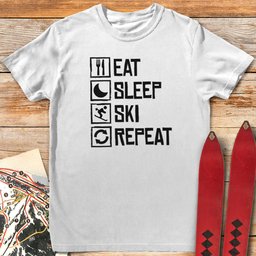 Eat Sleep Ski Repeat T Shirt Gift For Skier