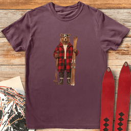 Old School Bear T Shirt Gift For Skier