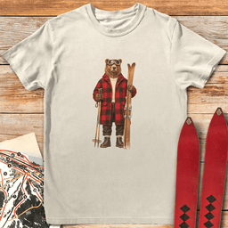 Old School Bear T Shirt Gift For Skier