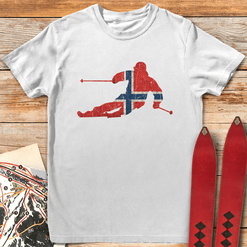 Norway Ski Flag T Shirt Gift For Skier