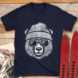 Cool Bear T Shirt Gift For Skier
