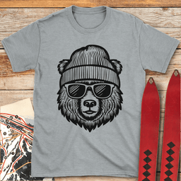Cool Bear T Shirt Gift For Skier