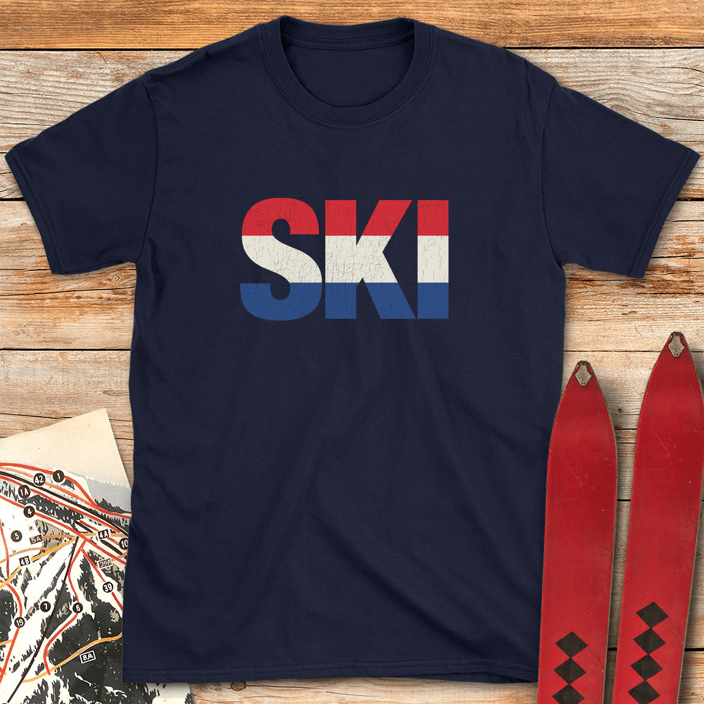 Classic Ski Stripes T Shirt Gift For Skier