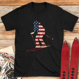 First Tracks USA T Shirt Gift For Skier