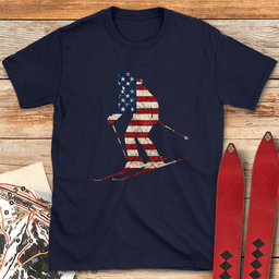 First Tracks USA T Shirt Gift For Skier